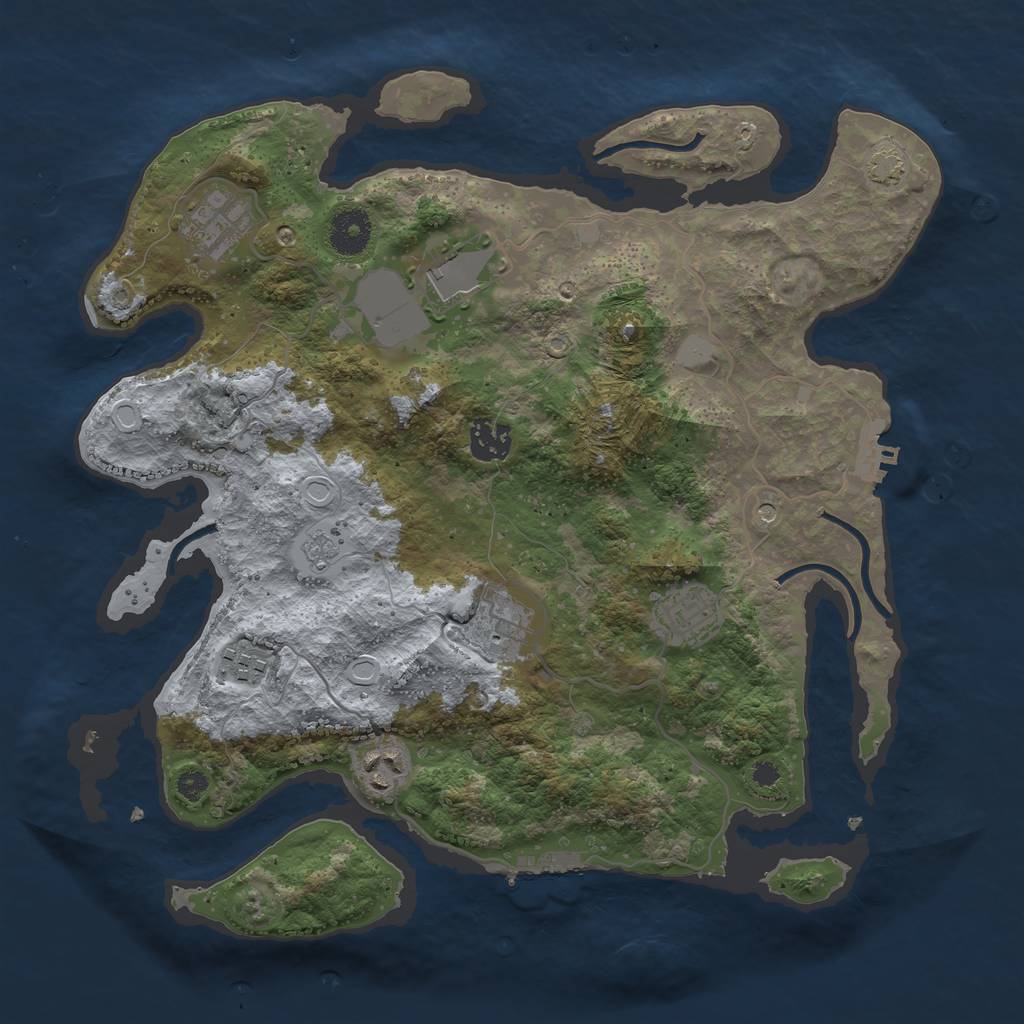 Rust Map: Procedural Map, Size: 3500, Seed: 52165592, 15 Monuments