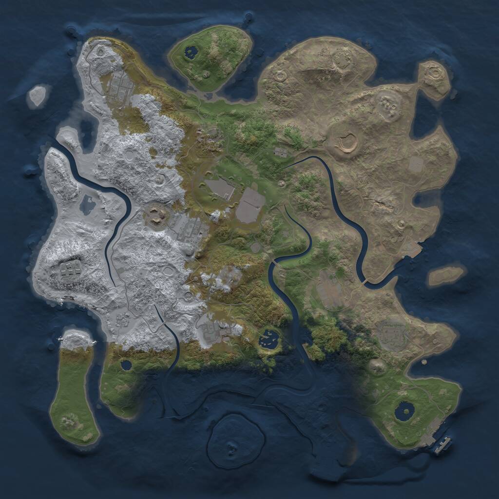 Rust Map: Procedural Map, Size: 3850, Seed: 39753840, 17 Monuments