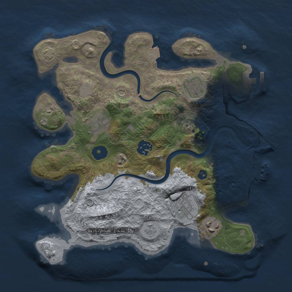 Rust Map: Procedural Map, Size: 3000, Seed: 69584995, 11 Monuments