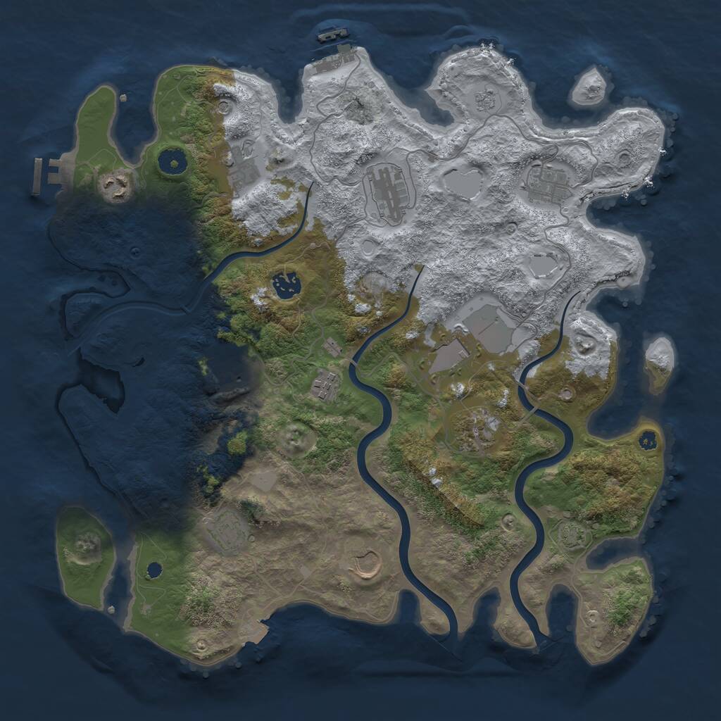 Rust Map: Procedural Map, Size: 3900, Seed: 66728674, 17 Monuments