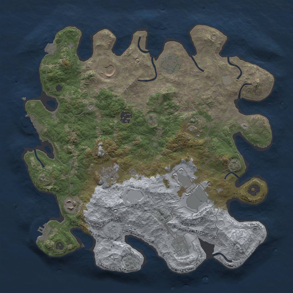 Rust Map: Procedural Map, Size: 3650, Seed: 65545285, 17 Monuments