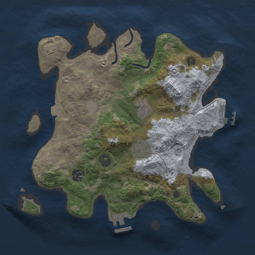 Rust Map: Procedural Map, Size: 3000, Seed: 22233, 11 Monuments