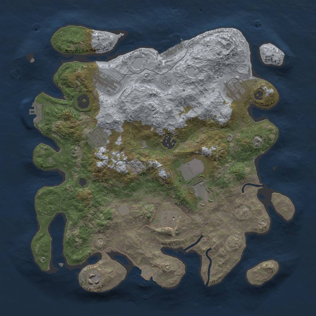 Rust Map: Procedural Map, Size: 3500, Seed: 687363578, 16 Monuments