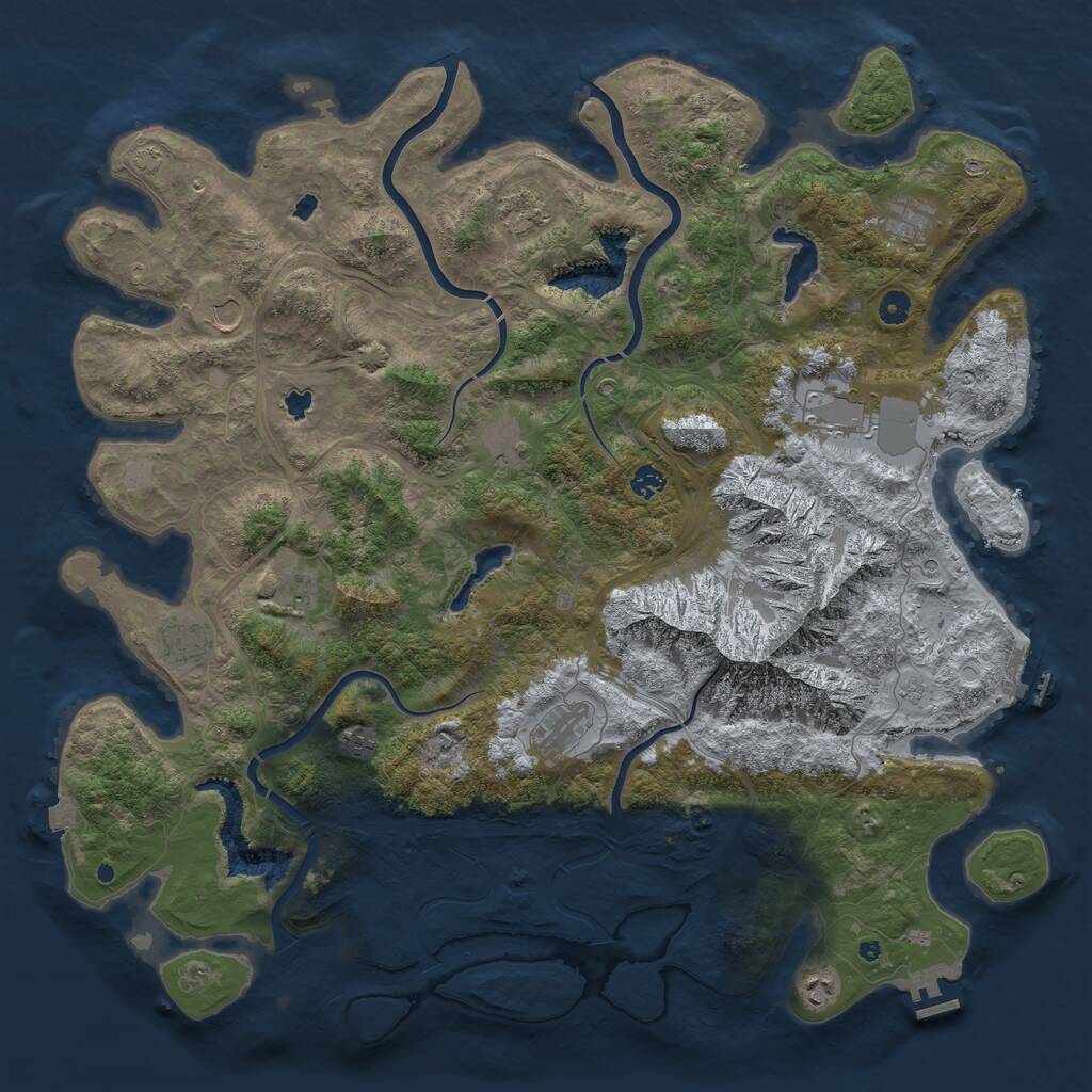 Rust Map: Procedural Map, Size: 5000, Seed: 543039, 17 Monuments