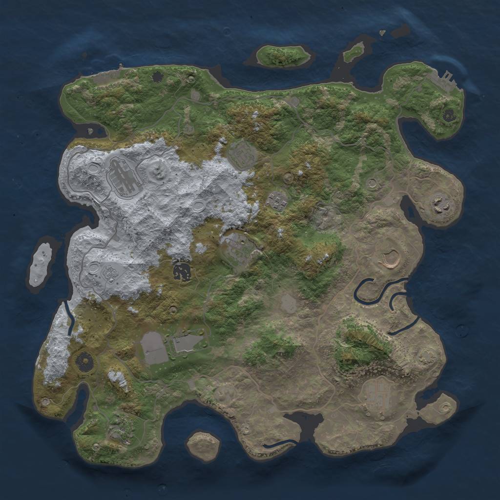 Rust Map: Procedural Map, Size: 4000, Seed: 24970, 18 Monuments