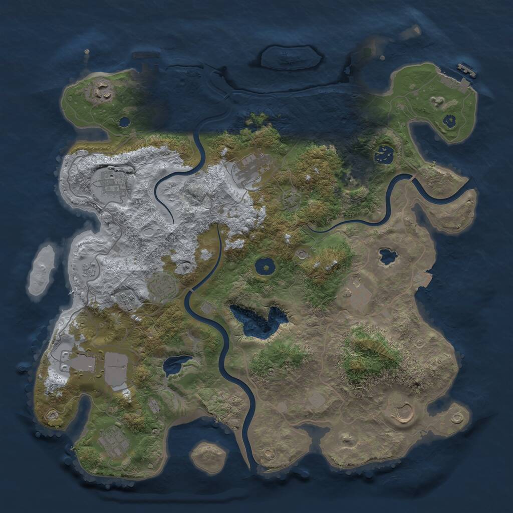 Rust Map: Procedural Map, Size: 4000, Seed: 24970, 16 Monuments