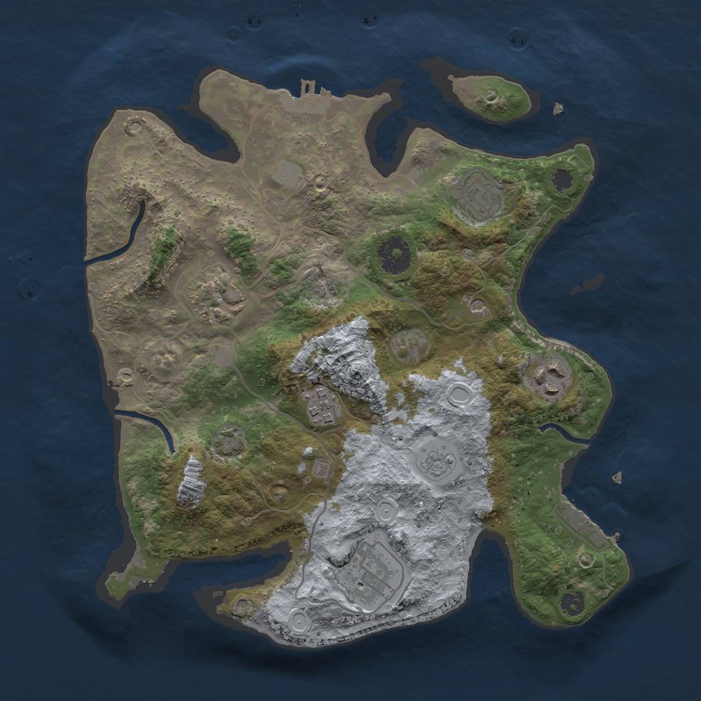 Rust Map: Procedural Map, Size: 3000, Seed: 1738370531, 13 Monuments
