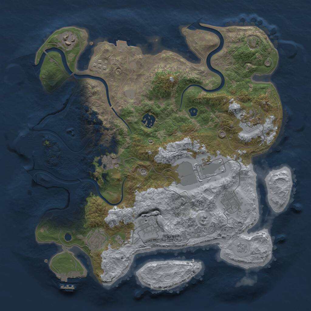 Rust Map: Procedural Map, Size: 3500, Seed: 332209276, 15 Monuments