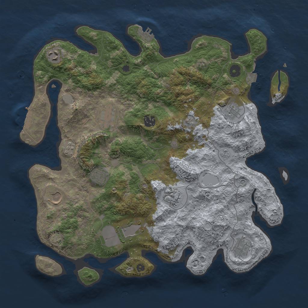 Rust Map: Procedural Map, Size: 3850, Seed: 49692914, 18 Monuments