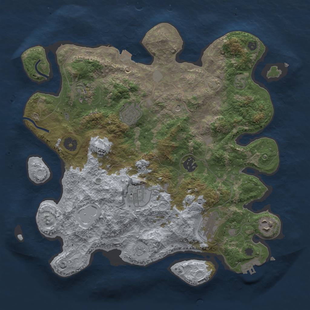 Rust Map: Procedural Map, Size: 3400, Seed: 81772352, 13 Monuments
