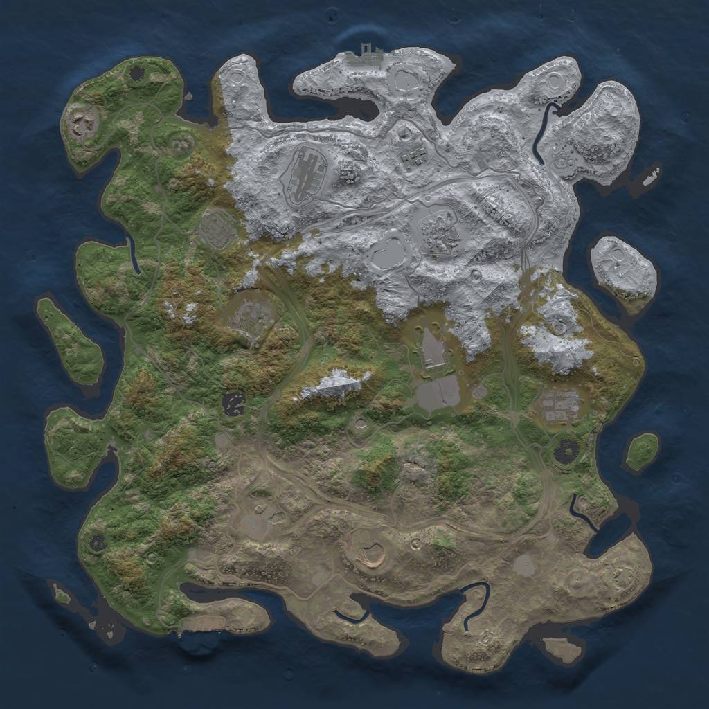 Rust Map: Procedural Map, Size: 4250, Seed: 2096903536, 19 Monuments