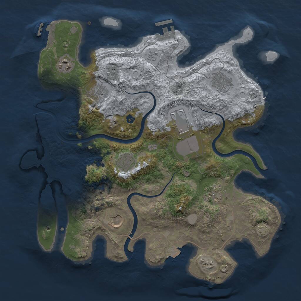Rust Map: Procedural Map, Size: 3500, Seed: 68547501, 14 Monuments