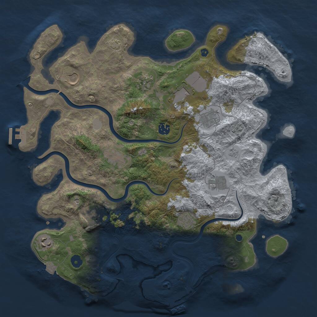 Rust Map: Procedural Map, Size: 3950, Seed: 46643881, 17 Monuments