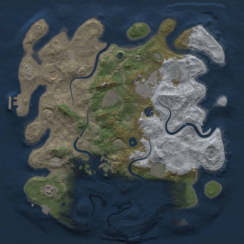Rust Map: Procedural Map, Size: 3950, Seed: 46643881, 15 Monuments