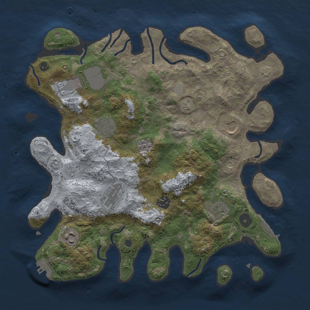 Rust Map: Procedural Map, Size: 3550, Seed: 79831486, 16 Monuments