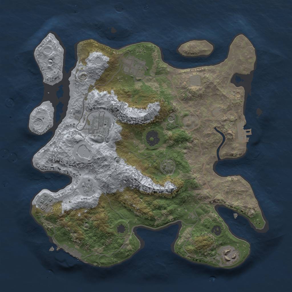 Rust Map: Procedural Map, Size: 3000, Seed: 1036984, 12 Monuments