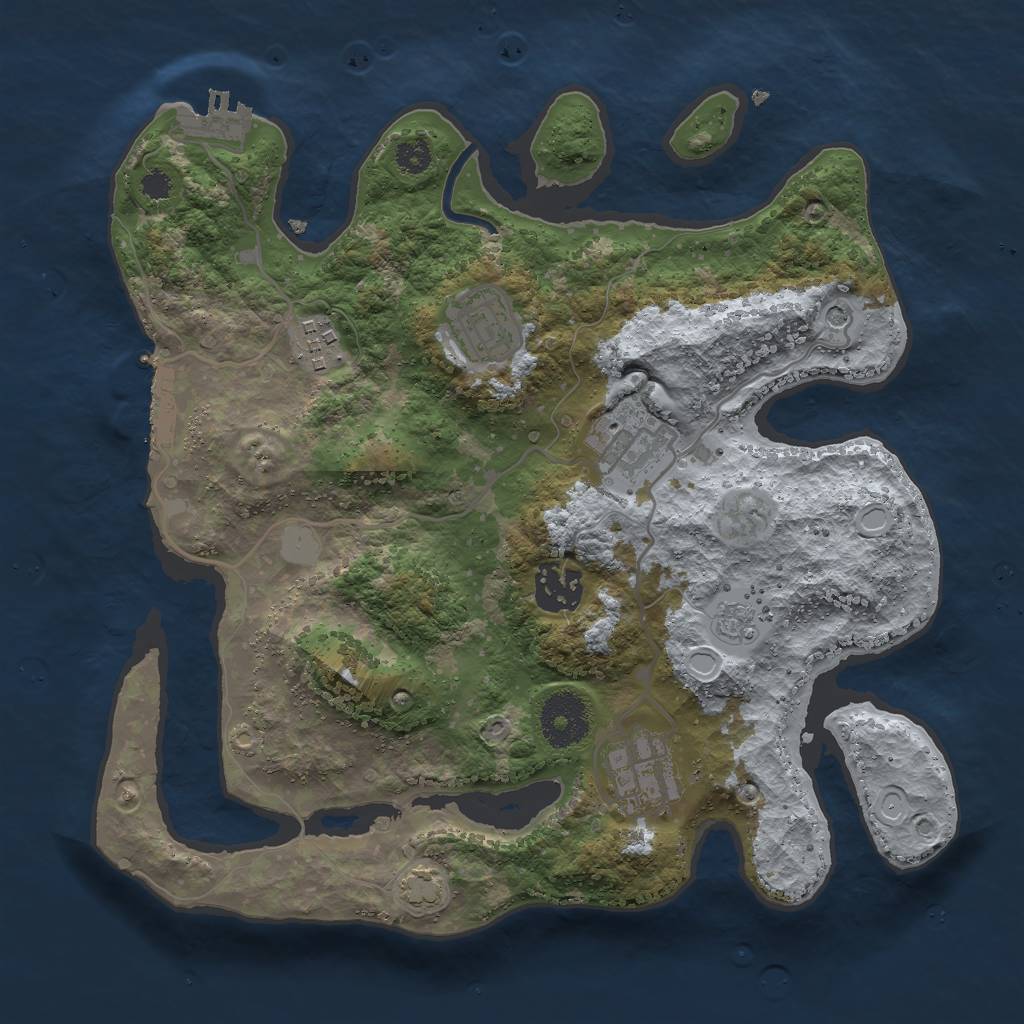 Rust Map: Procedural Map, Size: 3000, Seed: 5062, 13 Monuments