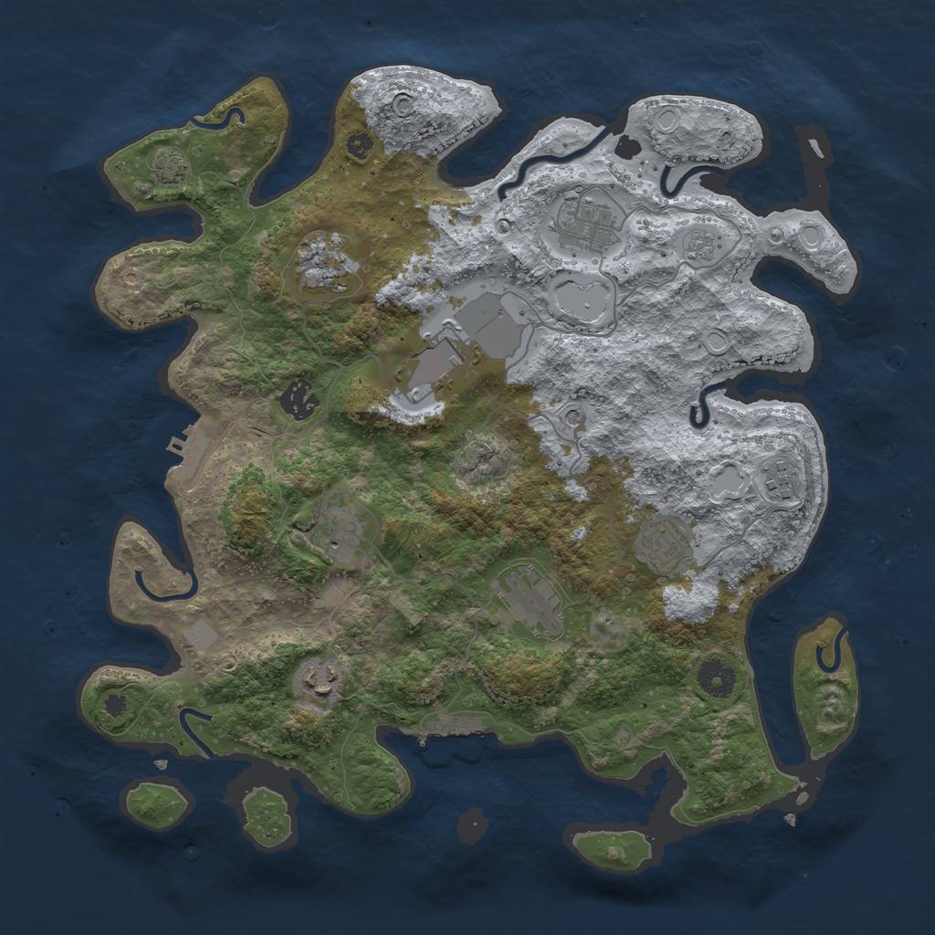 Rust Map: Procedural Map, Size: 3700, Seed: 94415671, 17 Monuments