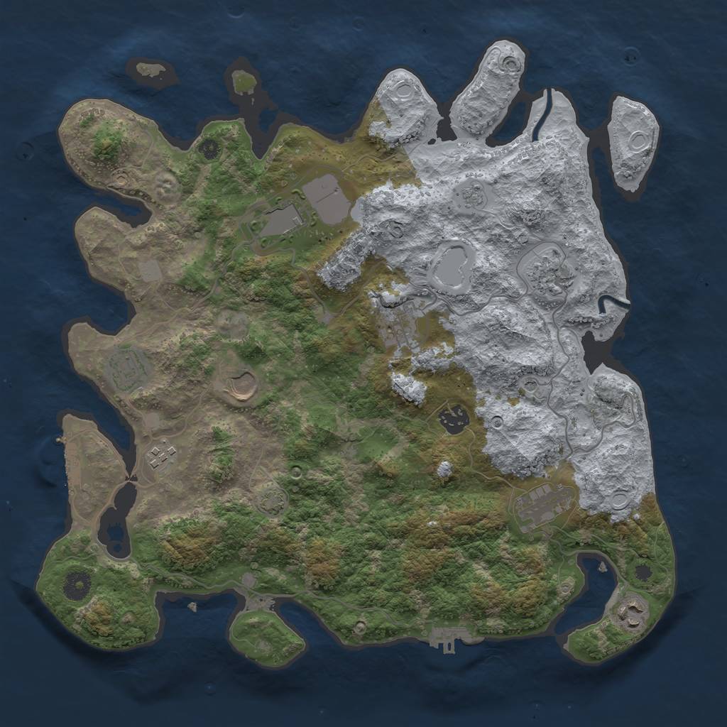 Rust Map: Procedural Map, Size: 3800, Seed: 78405501, 17 Monuments