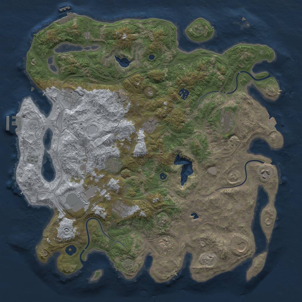 Rust Map: Procedural Map, Size: 4300, Seed: 97615938, 17 Monuments