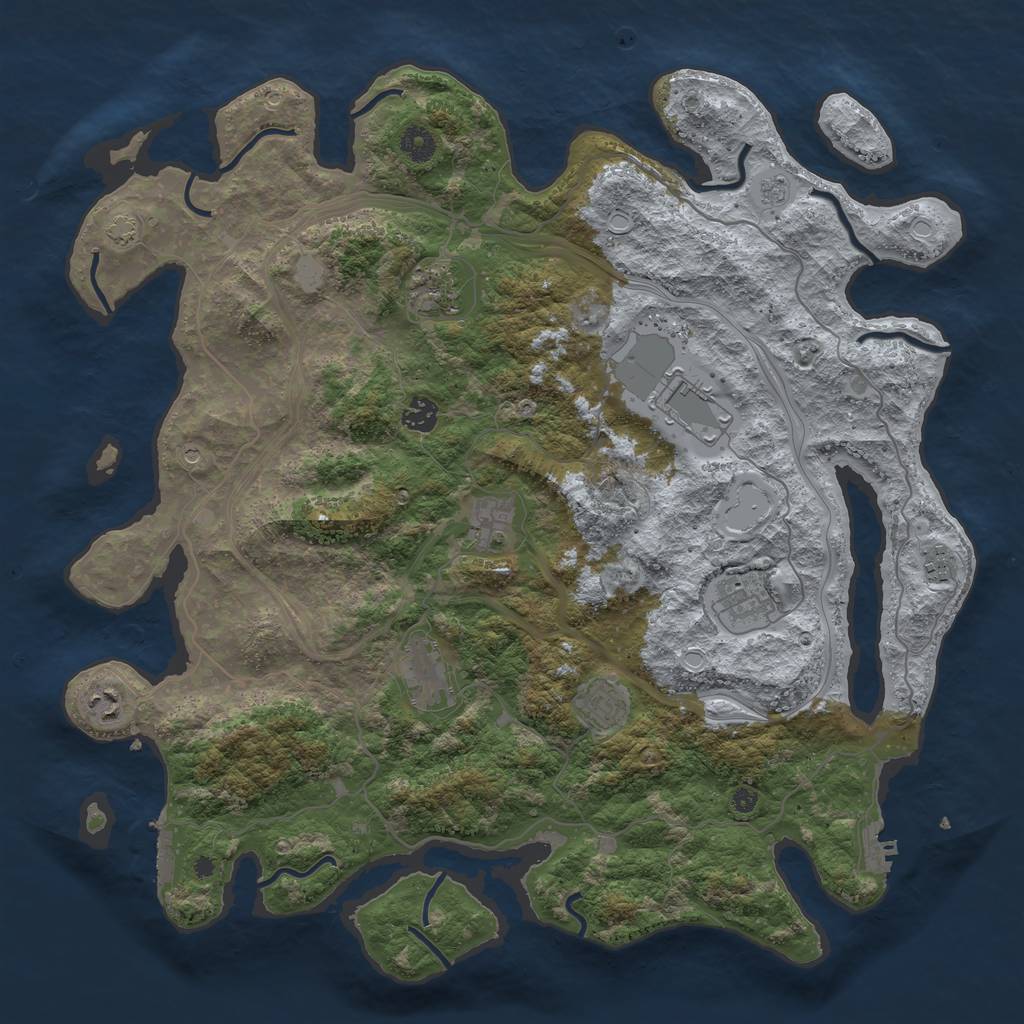 Rust Map: Procedural Map, Size: 4300, Seed: 62794386, 17 Monuments