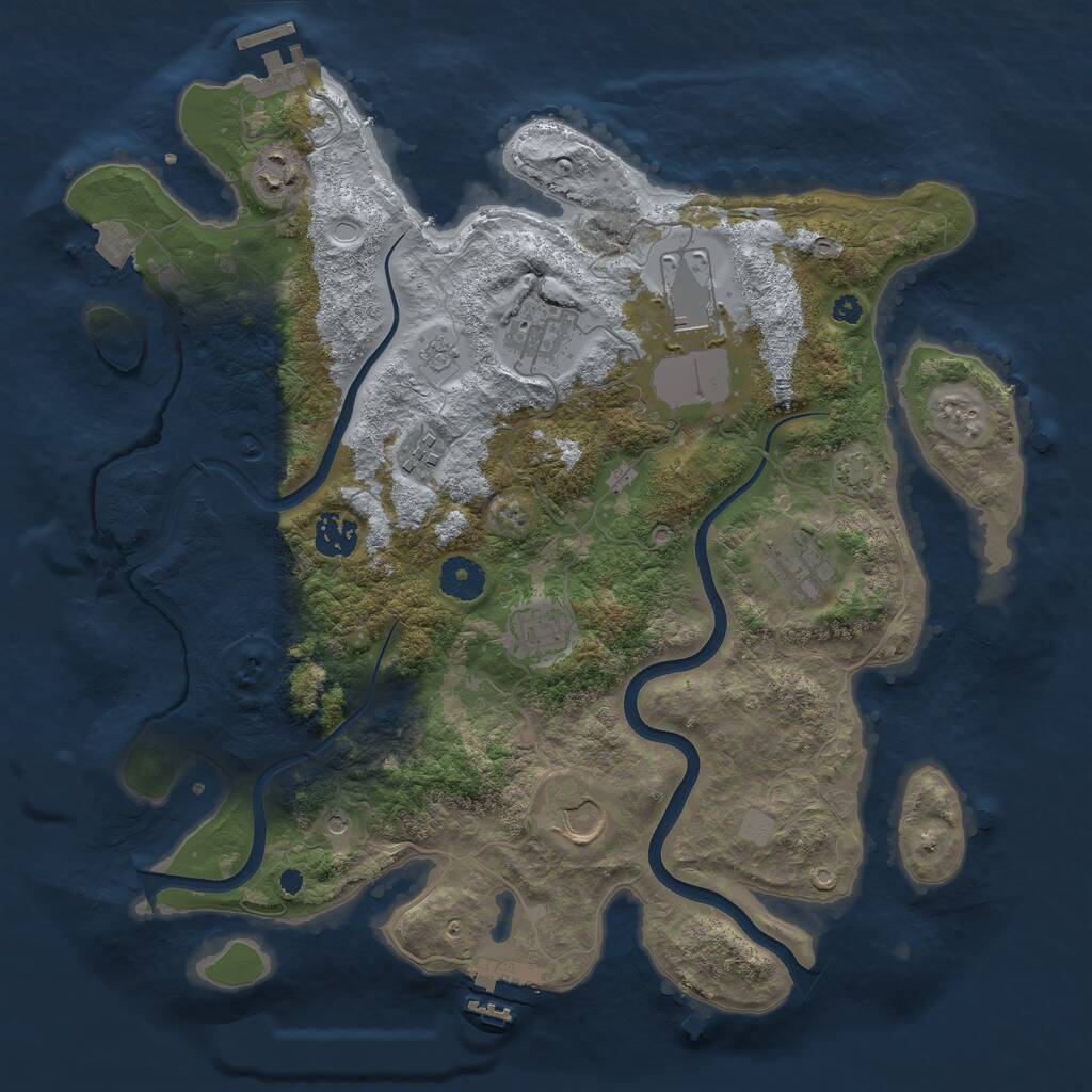 Rust Map: Procedural Map, Size: 3700, Seed: 44704785, 14 Monuments