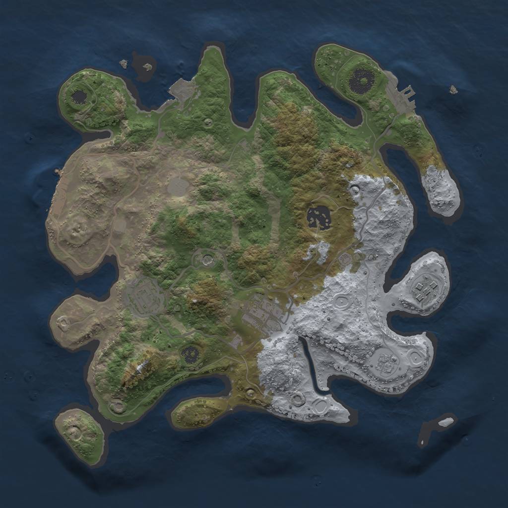 Rust Map: Procedural Map, Size: 3000, Seed: 742886330, 11 Monuments