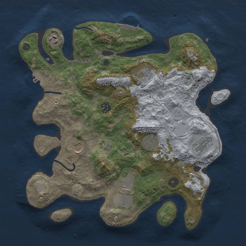 Rust Map: Procedural Map, Size: 3550, Seed: 17385806, 15 Monuments