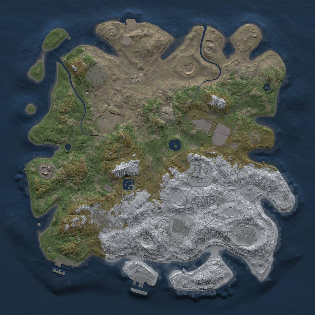 Rust Map: Procedural Map, Size: 3900, Seed: 78685871, 17 Monuments