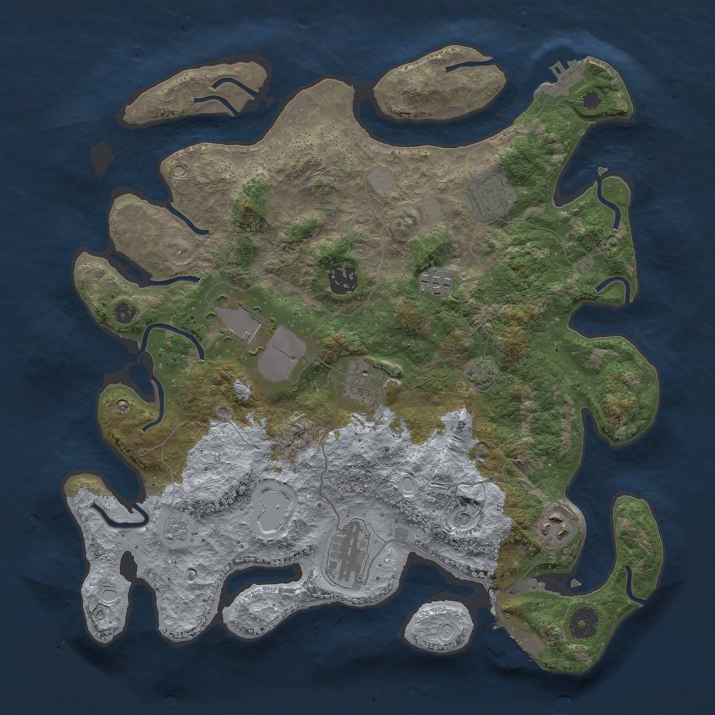 Rust Map: Procedural Map, Size: 3550, Seed: 63469022, 15 Monuments