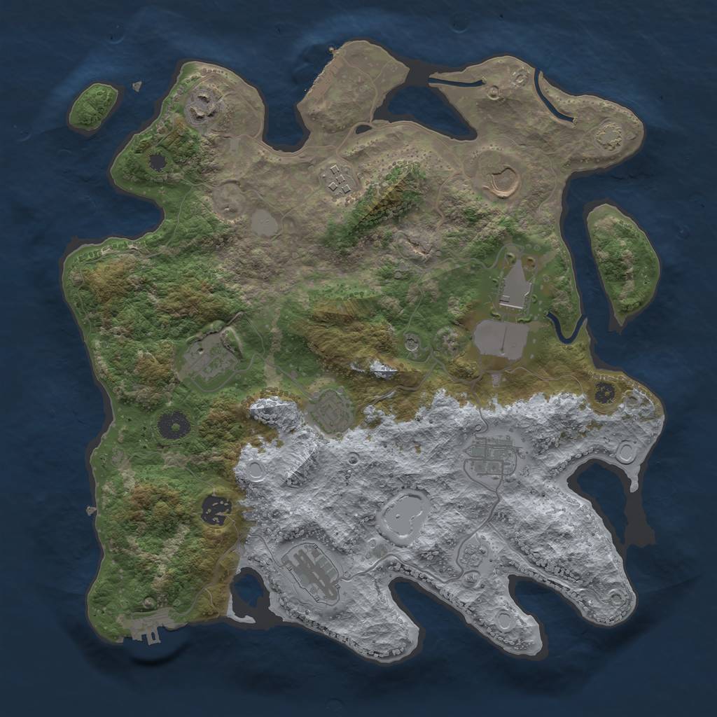 Rust Map: Procedural Map, Size: 3550, Seed: 37030012, 17 Monuments