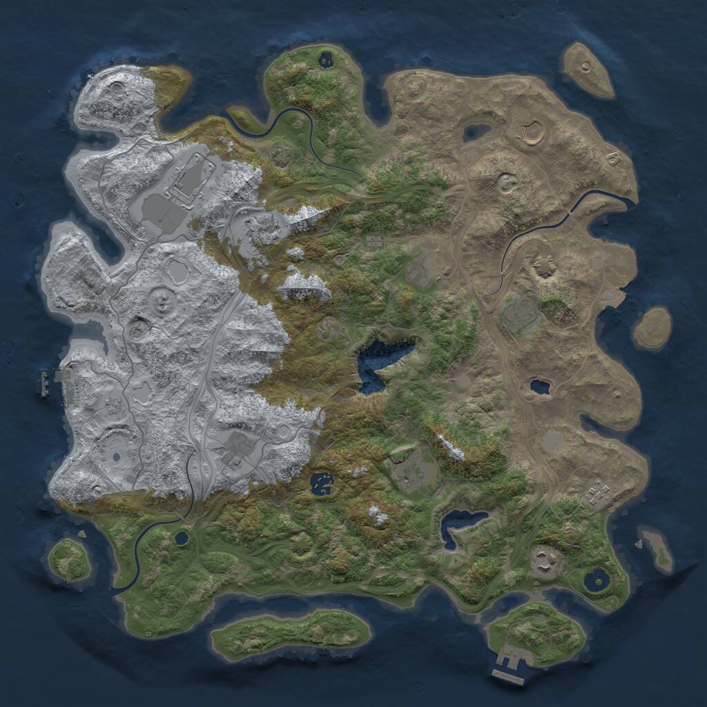 Rust Map: Procedural Map, Size: 4400, Seed: 51463483, 16 Monuments