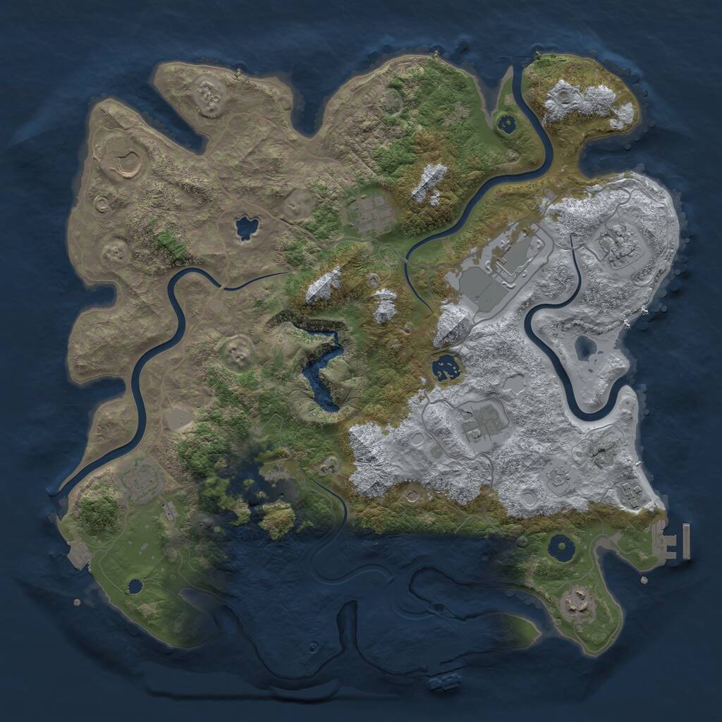 Rust Map: Procedural Map, Size: 4100, Seed: 43233104, 16 Monuments