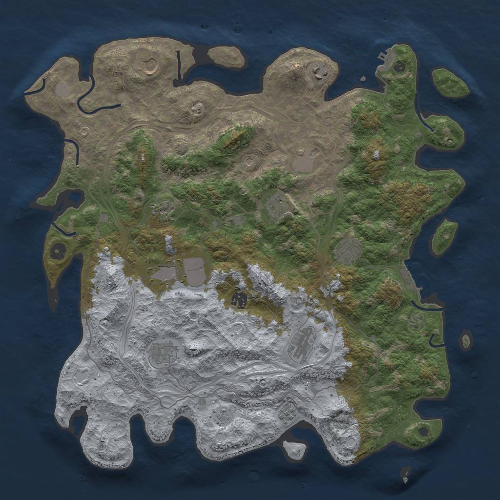 Rust Map: Procedural Map, Size: 4500, Seed: 81382934, 19 Monuments