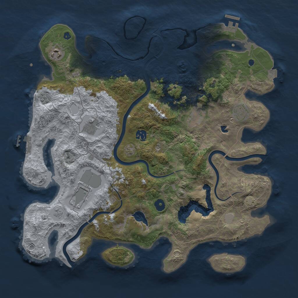 Rust Map: Procedural Map, Size: 4000, Seed: 19697, 13 Monuments