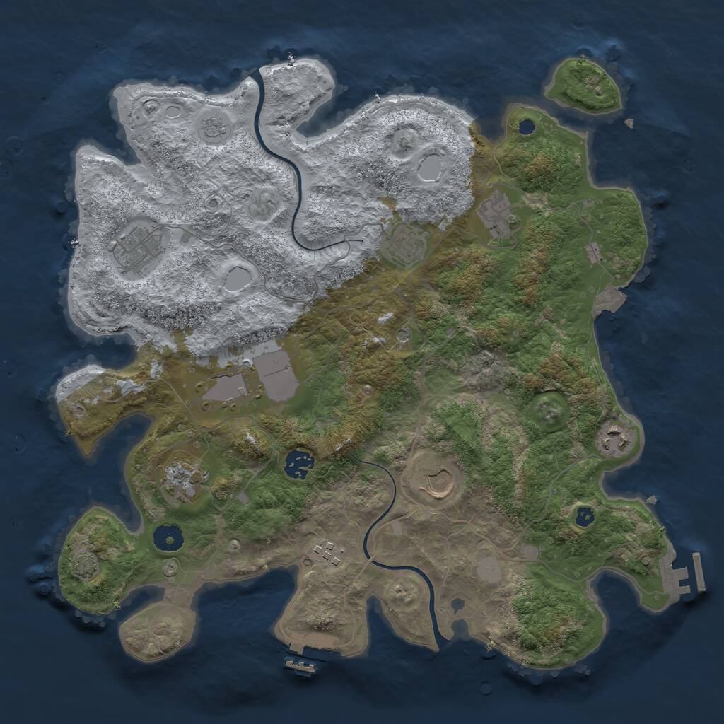Rust Map: Procedural Map, Size: 3750, Seed: 68283971, 15 Monuments