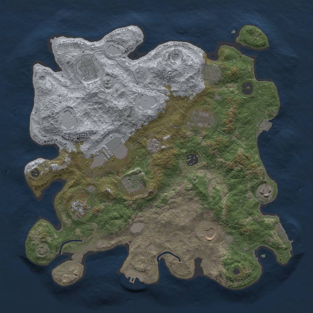 Rust Map: Procedural Map, Size: 3750, Seed: 68283971, 18 Monuments