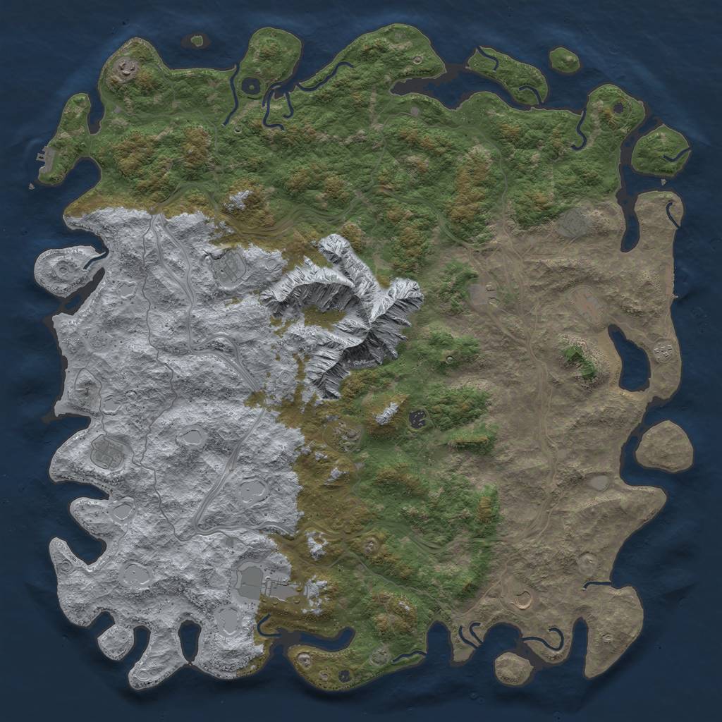 Rust Map: Procedural Map, Size: 6000, Seed: 553274221, 19 Monuments