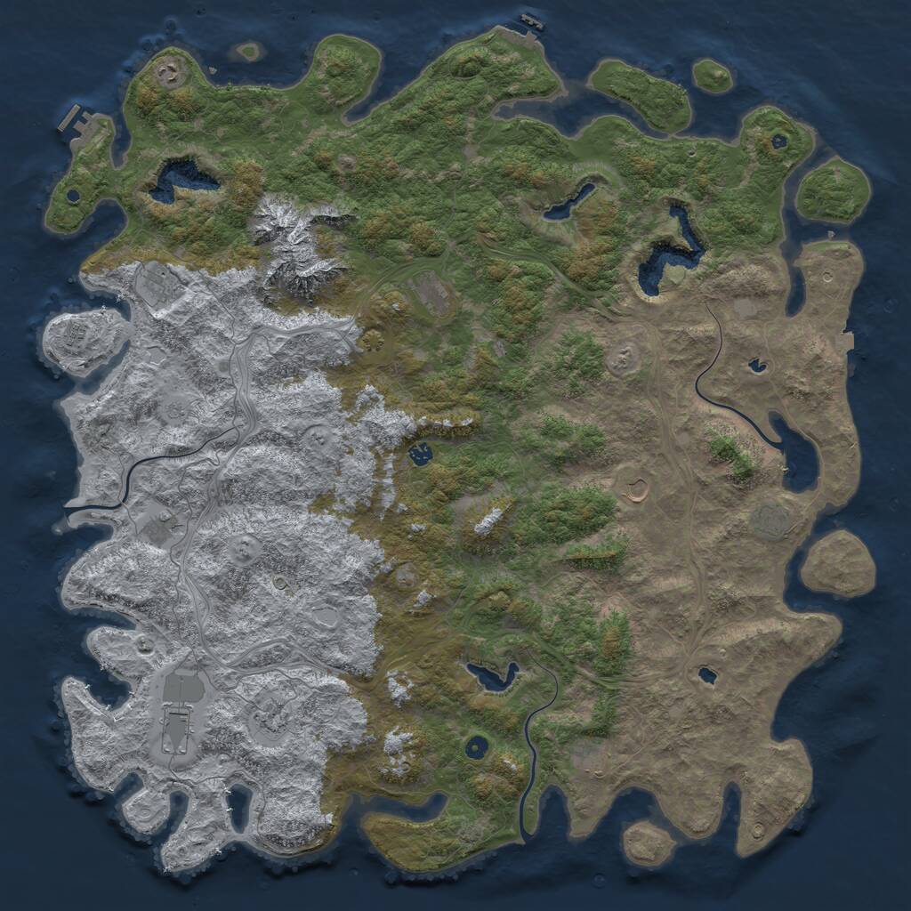 Rust Map: Procedural Map, Size: 6000, Seed: 553274221, 17 Monuments