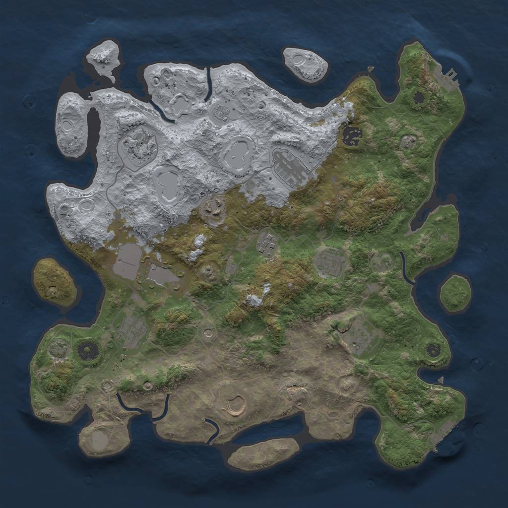 Rust Map: Procedural Map, Size: 3750, Seed: 95899272, 18 Monuments