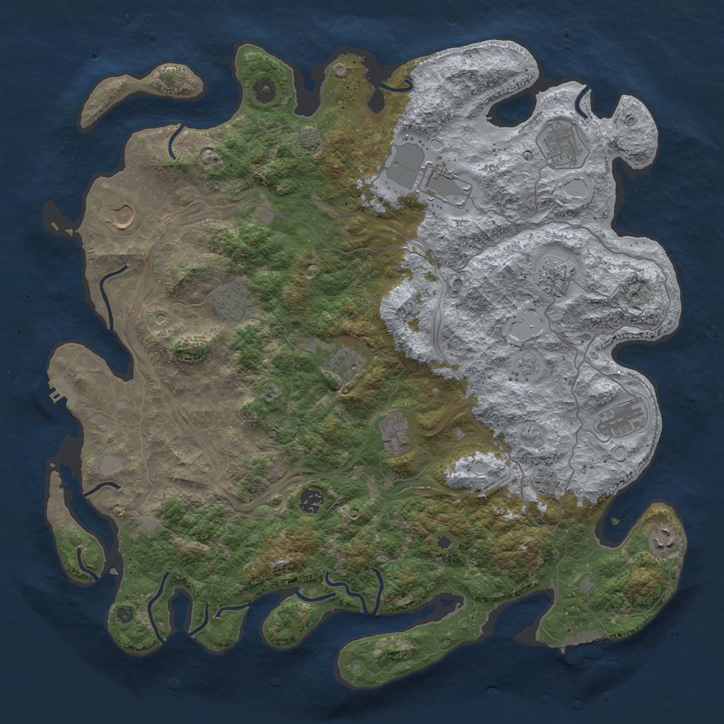 Rust Map: Procedural Map, Size: 4500, Seed: 771454605, 19 Monuments