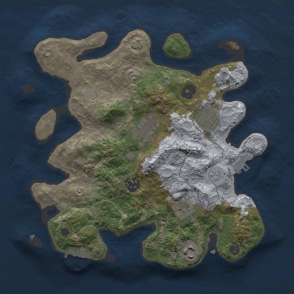 Rust Map: Procedural Map, Size: 3000, Seed: 3692147, 13 Monuments