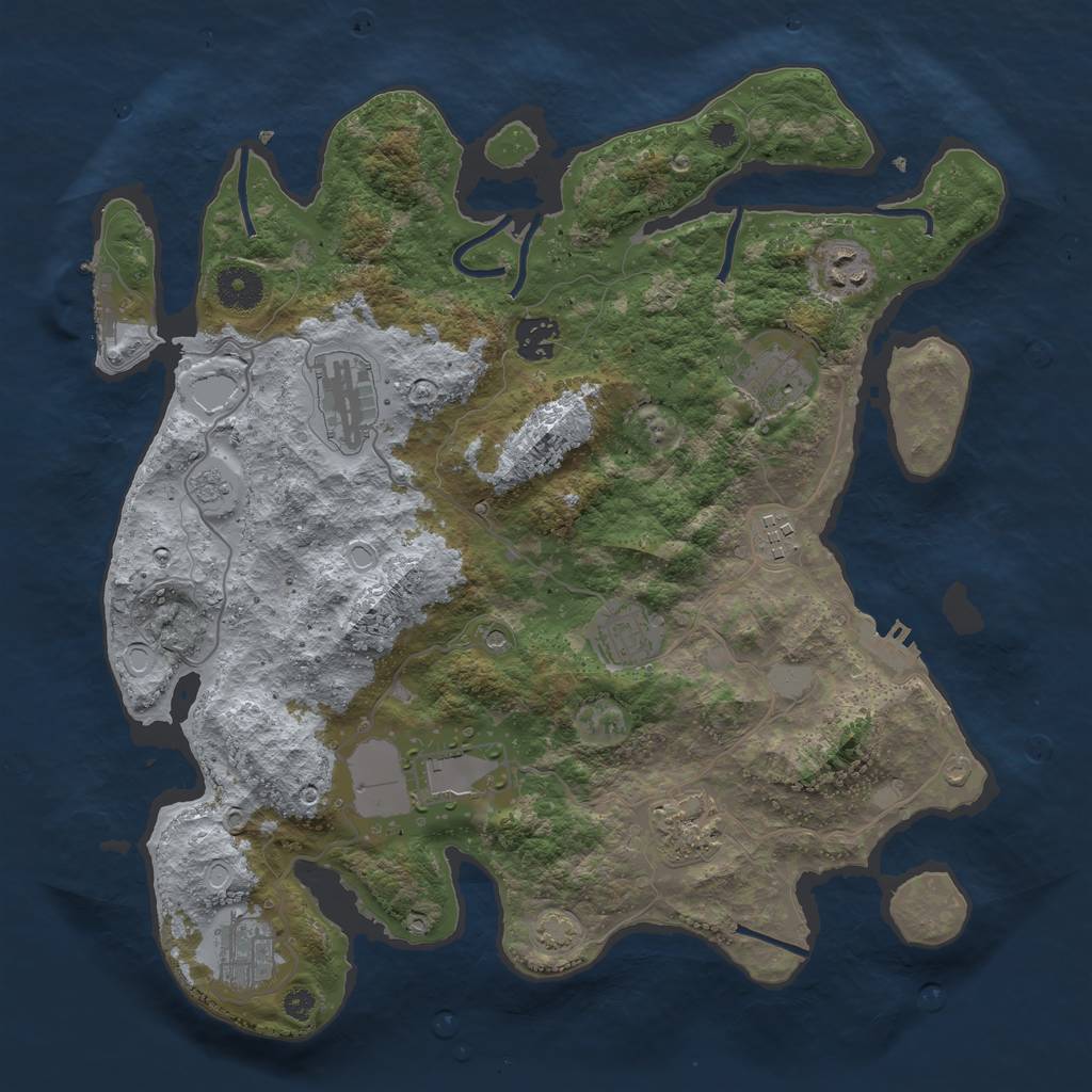 Rust Map: Procedural Map, Size: 3650, Seed: 18743738, 17 Monuments