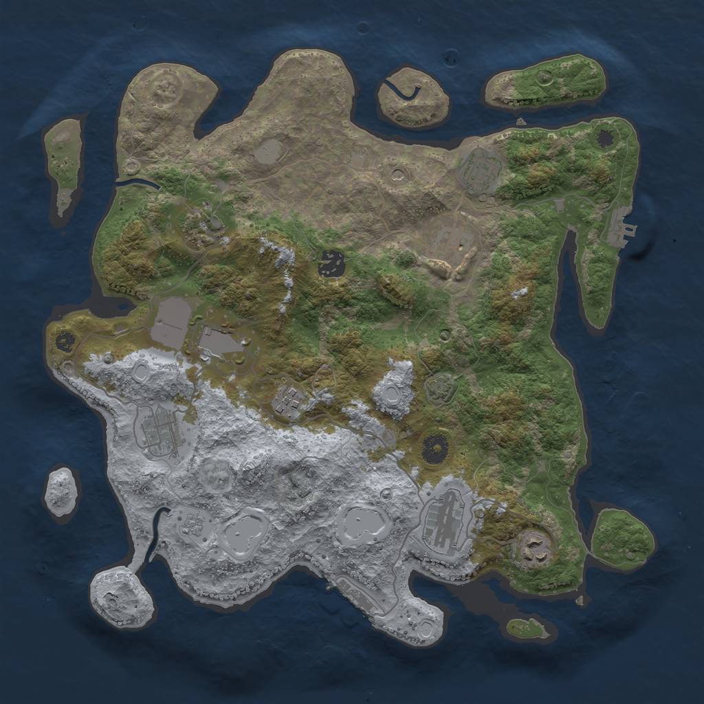 Rust Map: Procedural Map, Size: 3700, Seed: 88652931, 17 Monuments