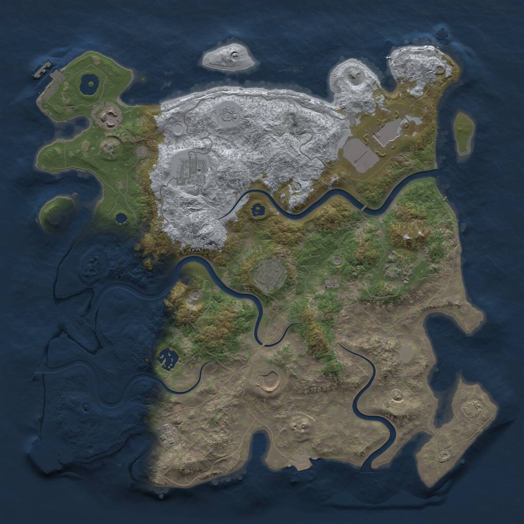 Rust Map: Procedural Map, Size: 3850, Seed: 35041721, 14 Monuments