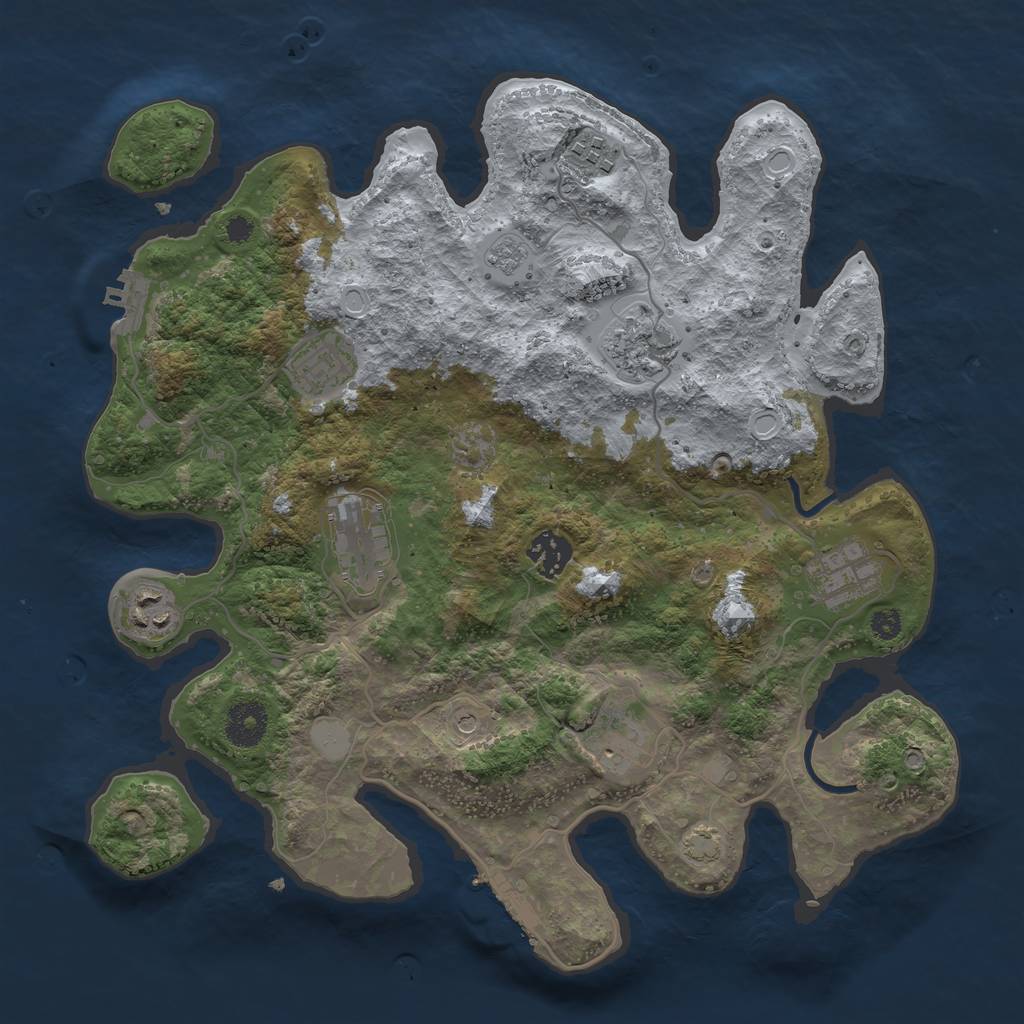 Rust Map: Procedural Map, Size: 3450, Seed: 16076318, 16 Monuments