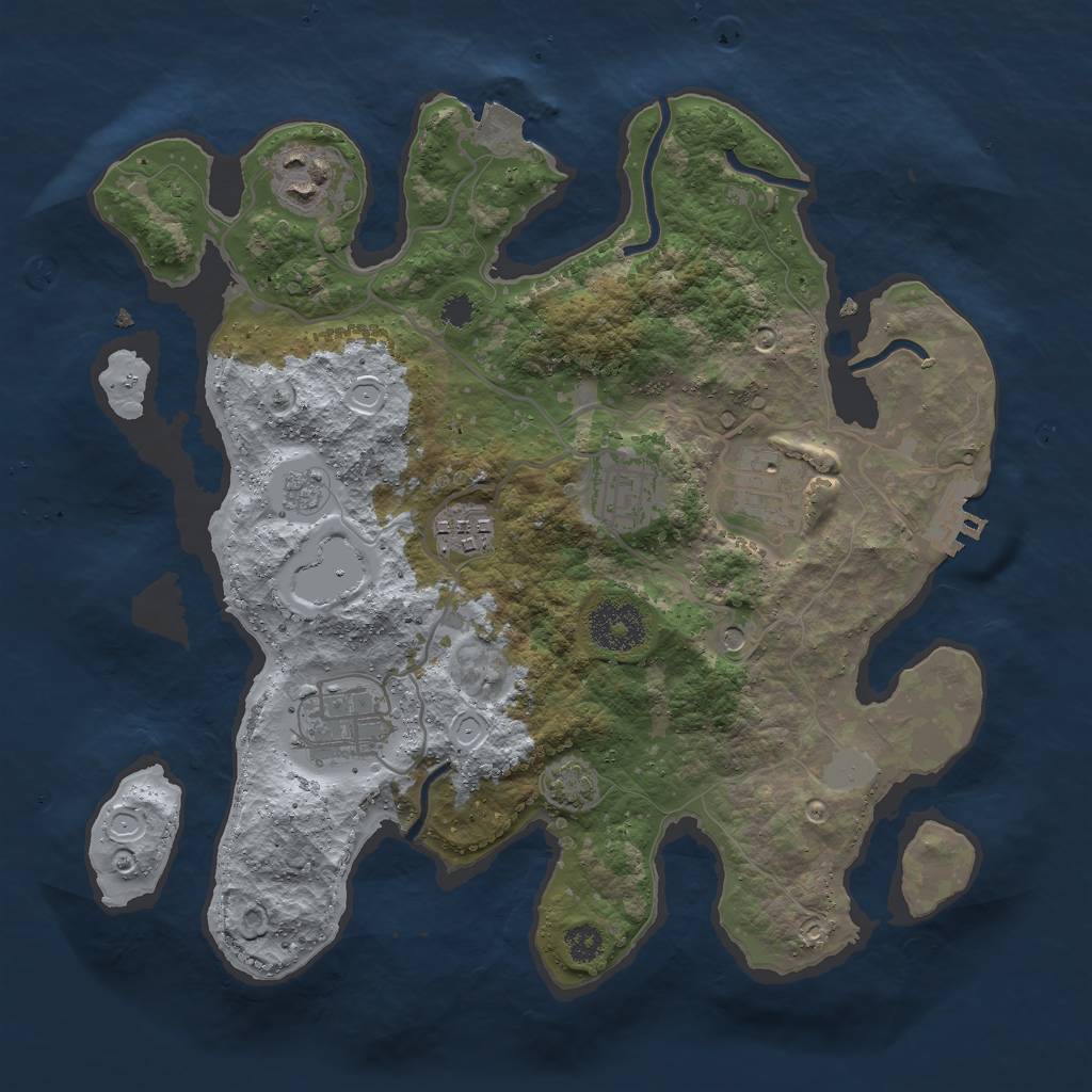 Rust Map: Procedural Map, Size: 3000, Seed: 8397501, 12 Monuments