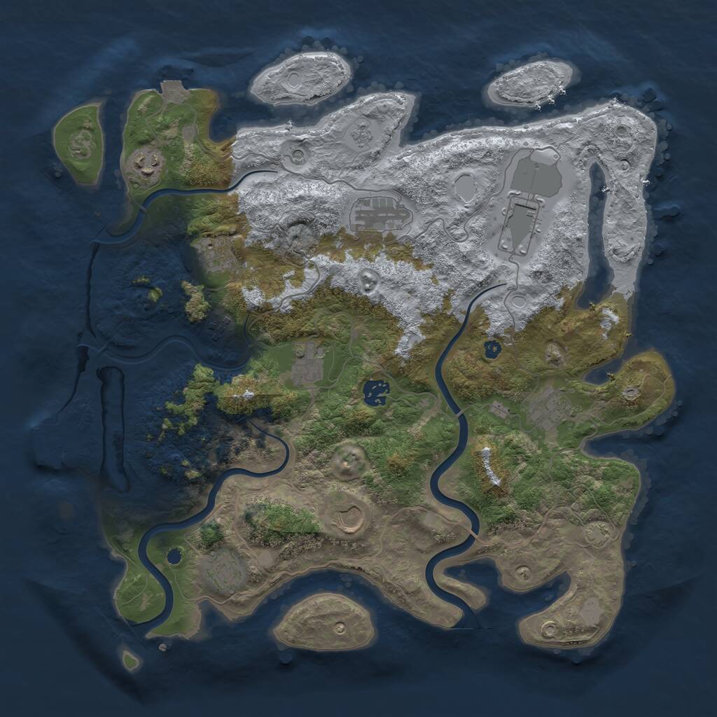 Rust Map: Procedural Map, Size: 3950, Seed: 44213742, 15 Monuments
