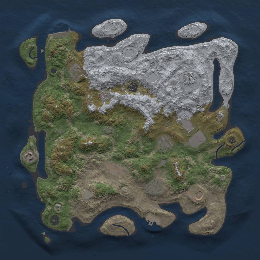 Rust Map: Procedural Map, Size: 3950, Seed: 44213742, 18 Monuments