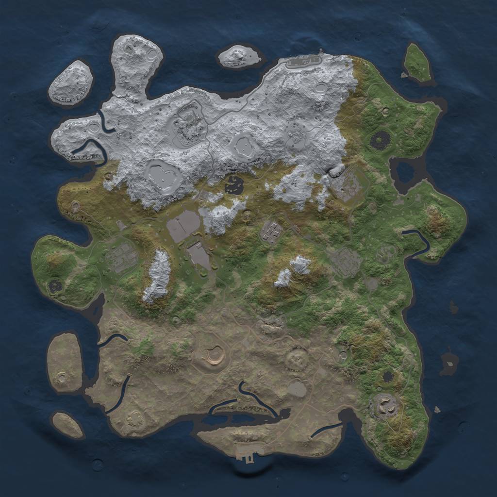 Rust Map: Procedural Map, Size: 3850, Seed: 83489223, 17 Monuments